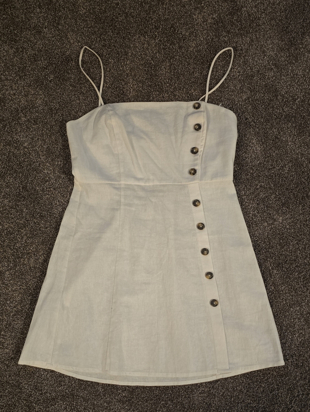nine britton Cream Asymmetric Button-Front Mini Dress